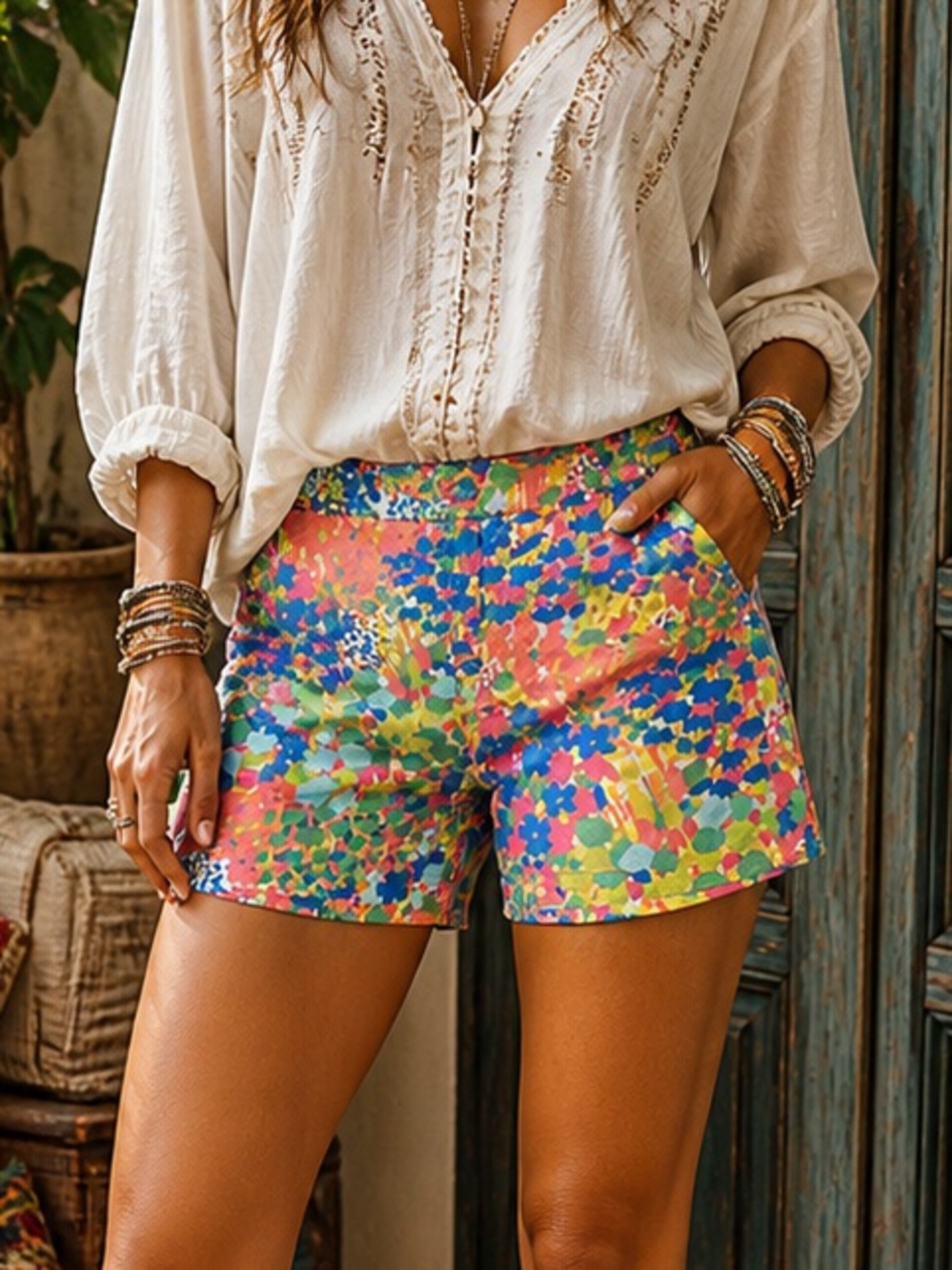 Talbots The Weekend Short Colorful Floral Print Shorts Preppy Resort, 8 Petite